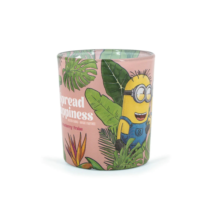 Scented Candle Minions Spread Happiness  in glass jar with cotton wick and yellow wax